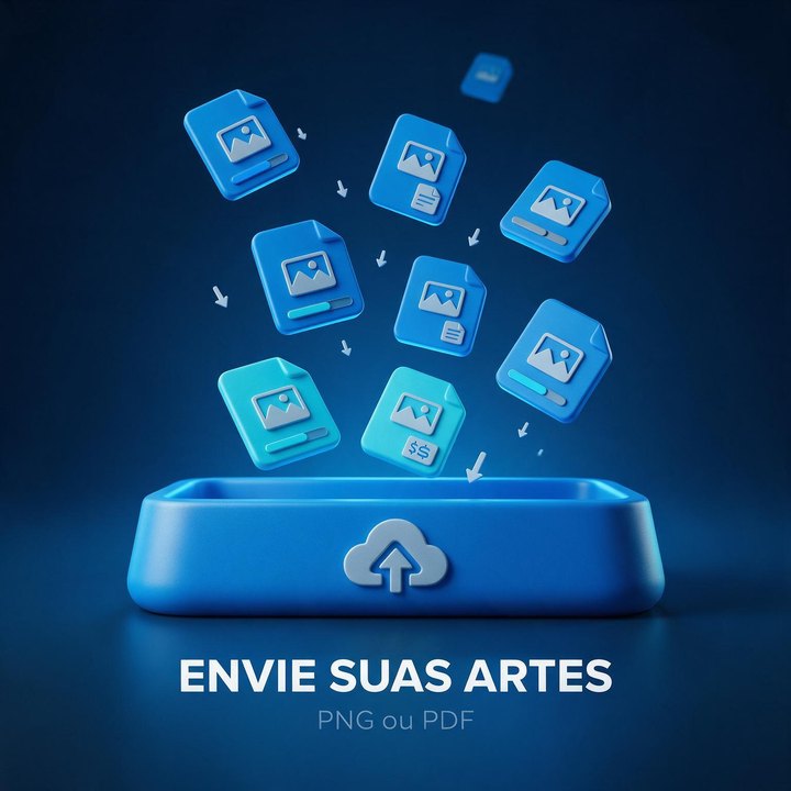 Envie suas artes em PNG ou PDF